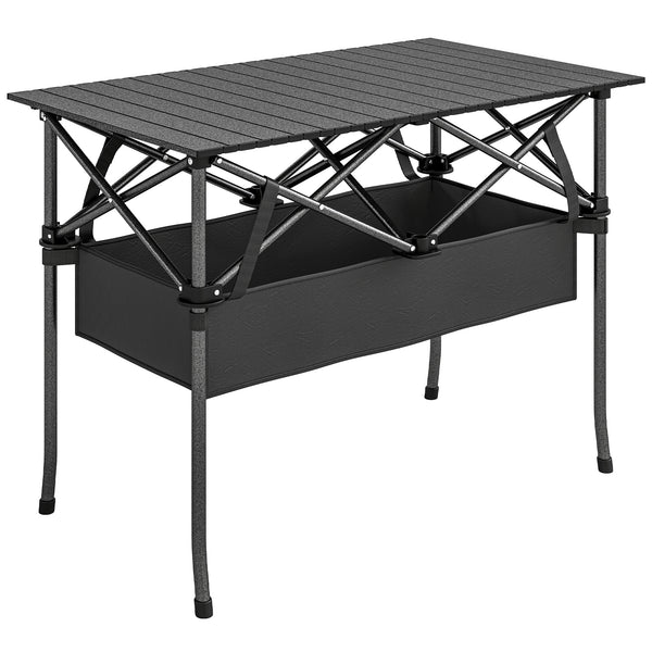 Campingtisch klappbar mit Netzablage und Tragetasche schwarz