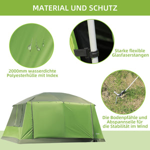 Campingzelt mit 2 Schlafkabinen für 4 bis 8 Personen