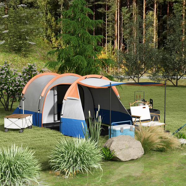 Campingzelt wasserdicht mit 3 Eingängen für 3 Personen orange