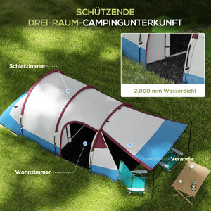 Campingzelt wasserdicht für 3 Personen mit drei Eingängen