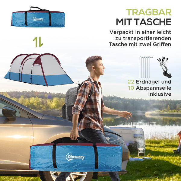 Campingzelt wasserdicht für 3 Personen mit drei Eingängen