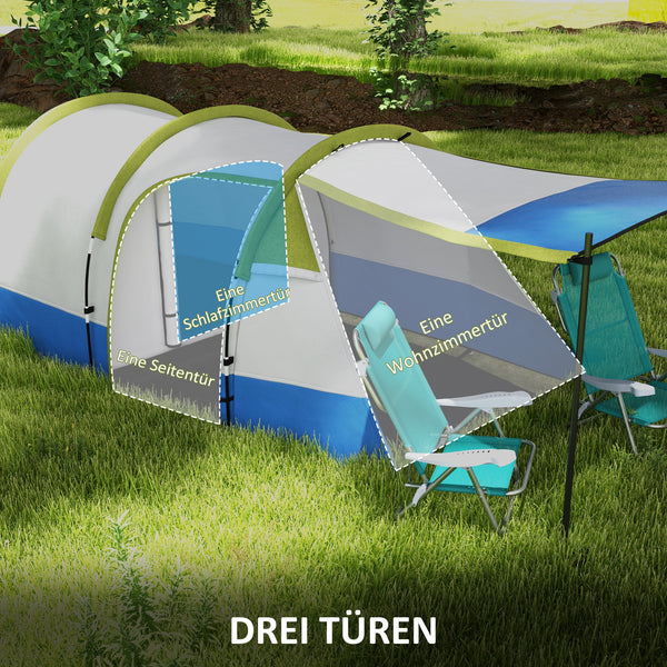 Campingzelt wasserdicht für 3 Personen mit 3 Eingängen grün