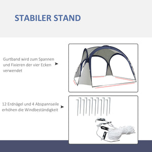 Tenda da campeggio 35x35m resistente alle intemperie crema bianco blu