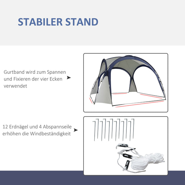 Tenda da campeggio 35x35m resistente alle intemperie crema bianco blu