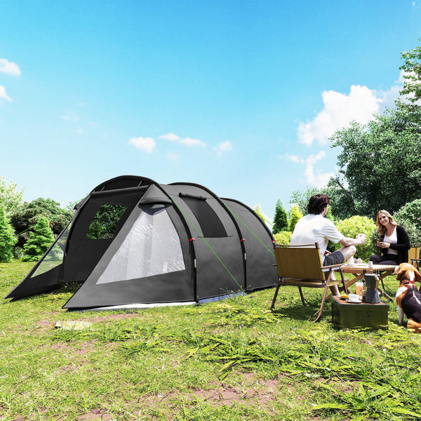 Campingzelt wetterfest mit 2 Räumen für 4 Personen Outdoor schwarz