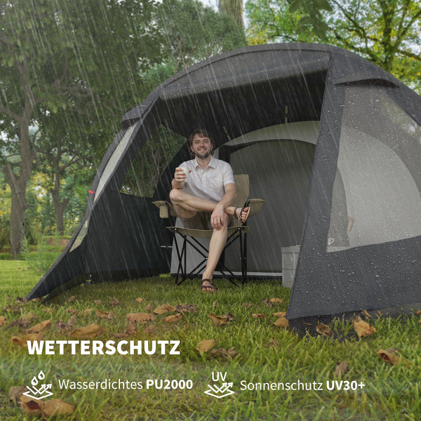 Campingzelt wetterfest mit 2 Räumen für 4 Personen Outdoor schwarz