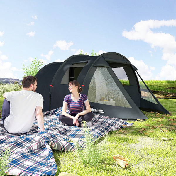 Campingzelt wetterfest mit 2 Räumen für 4 Personen Outdoor schwarz