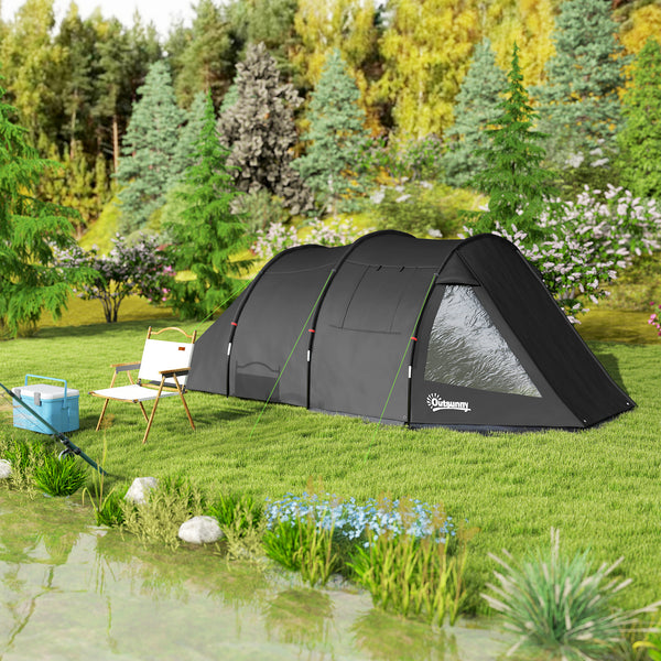 Campingzelt wetterfest mit 2 Räumen für 4 Personen Outdoor schwarz
