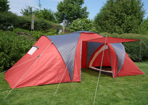 Campingzelt für 4 Personen, wasserdichtes Kuppelzelt rot