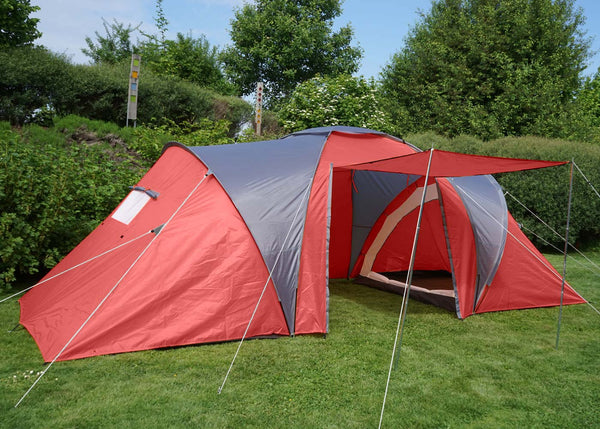 Campingzelt für 4 Personen, wasserdichtes Kuppelzelt rot
