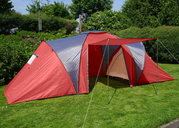 Campingzelt für 4 Personen, wasserdichtes Kuppelzelt rot