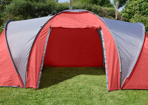 Campingzelt für 4 Personen, wasserdichtes Kuppelzelt rot