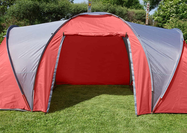 Campingzelt für 4 Personen, wasserdichtes Kuppelzelt rot