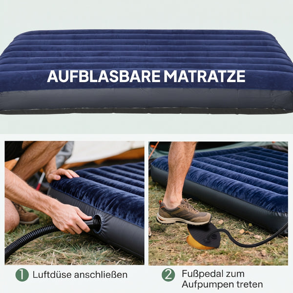 Campingzelt Set für 2 Personen mit Feldbett und Luftmatratze grün