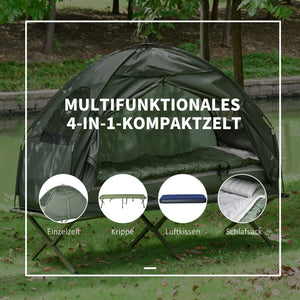 Campingzelt Set mit Feldbett Schlafsack und Matratze