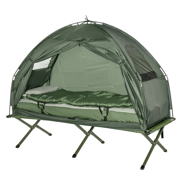 Campingzelt Set mit Feldbett Schlafsack und Matratze