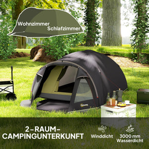 Campingzelt Tunnelzelt leicht mit UV Schutz und Vordach für 2 Personen