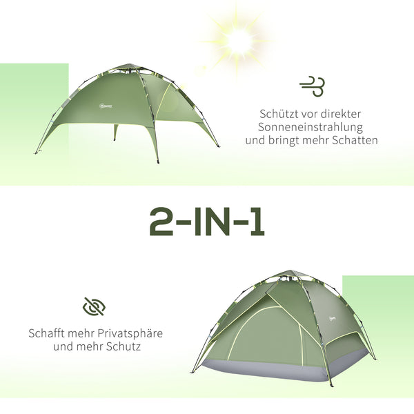 Campingzelt wasserdicht für 2 Erwachsene + 1 Kind 210x210x140cm
