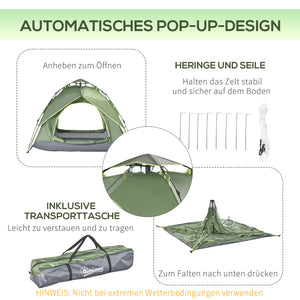 Campingzelt wasserdicht für 2 Erwachsene + 1 Kind 210x210x140cm