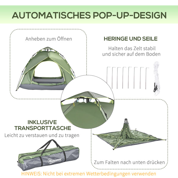 Campingzelt wasserdicht für 2 Erwachsene + 1 Kind 210x210x140cm
