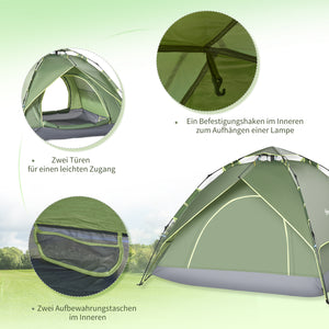 Campingzelt wasserdicht für 2 Erwachsene + 1 Kind 210x210x140cm