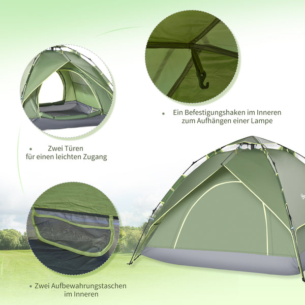 Campingzelt wasserdicht für 2 Erwachsene + 1 Kind 210x210x140cm