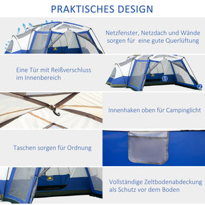 Campingzelt wetterfest für 6-8 Personen Blau