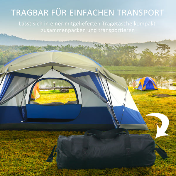 Campingzelt wetterfest für 6-8 Personen Blau