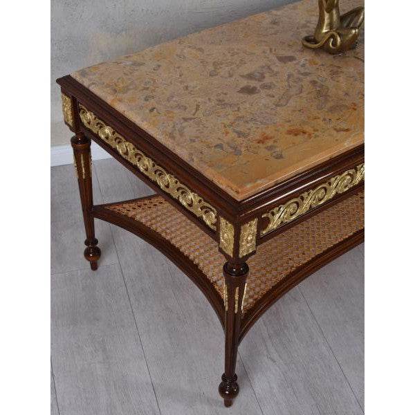 COUCHTISCH BAROCK TISCH MARMORPLATTE WOHNZIMMERTISCH ANTIK