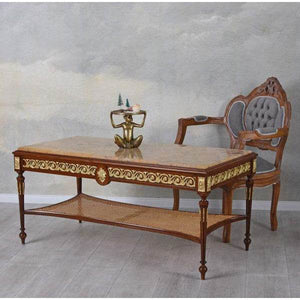 COUCHTISCH BAROCK TISCH MARMORPLATTE WOHNZIMMERTISCH ANTIK