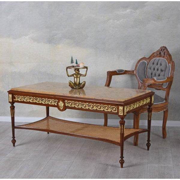 COUCHTISCH BAROCK TISCH MARMORPLATTE WOHNZIMMERTISCH ANTIK