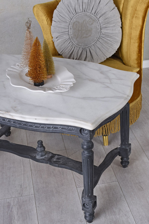 Couchtisch Barock Marmorplatte Wohnzimmertisch Antik Marmortisch