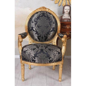 2X ROKOKO SESSEL KÖNIGLICHES AMBIENTE SCHWARZ GOLD