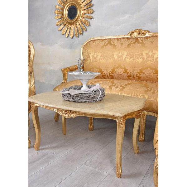 SITZGRUPPE BAROCK SALONGARNITUR SOFA & ZWEI SESSEL TISCH