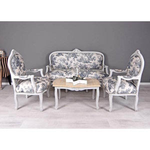 SITZGRUPPE BAROCK SALONGARNITUR SOFA & ZWEI SESSEL TISCH