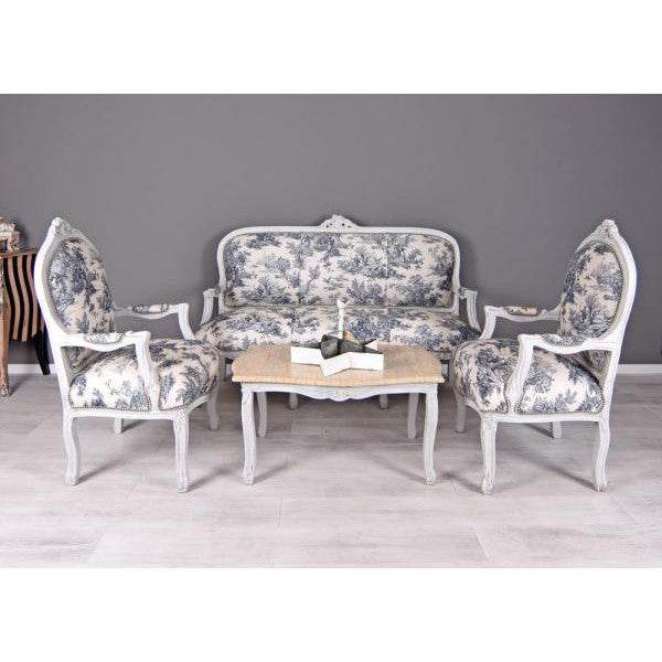 SITZGRUPPE BAROCK SALONGARNITUR SOFA & ZWEI SESSEL TISCH
