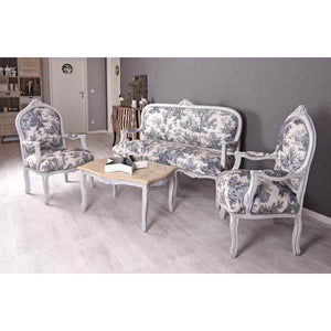 SITZGRUPPE BAROCK SALONGARNITUR SOFA & ZWEI SESSEL TISCH