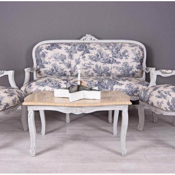 SITZGRUPPE BAROCK SALONGARNITUR SOFA & ZWEI SESSEL TISCH