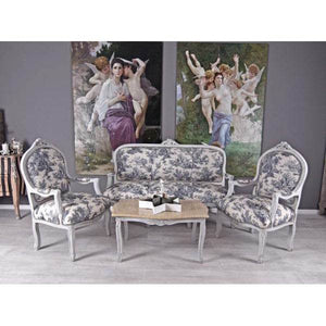 SITZGRUPPE BAROCK SALONGARNITUR SOFA & ZWEI SESSEL TISCH