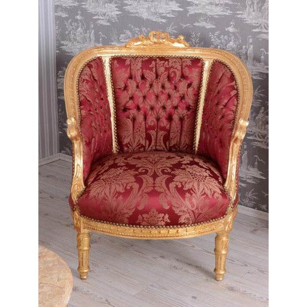 SITZGRUPPE BAROCK SALONGARNITUR SOFA & ZWEI SESSEL TISCH MARMORPLATTE