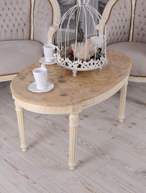 SITZGRUPPE BAROCK SALONGARNITUR SOFA & ZWEI SESSEL TISCH MARMOR