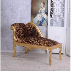 ROMANTISCHES SOFA OTTOMANE LANDHAUSSTIL SHABBY GOLD LEOPARD