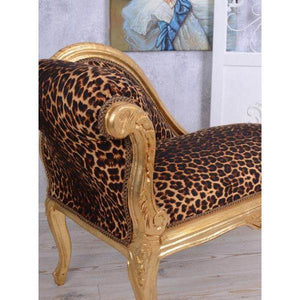 ROMANTISCHES SOFA OTTOMANE LANDHAUSSTIL SHABBY GOLD LEOPARD