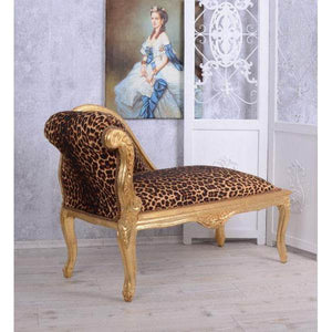 ROMANTISCHES SOFA OTTOMANE LANDHAUSSTIL SHABBY GOLD LEOPARD