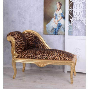 ROMANTISCHES SOFA OTTOMANE LANDHAUSSTIL SHABBY GOLD LEOPARD