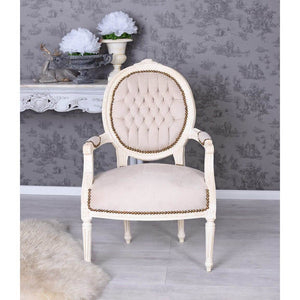 BAROCK SESSEL IM SHABBY CHIC VINTAGE STIL CREME-WEISS HELLGRAU