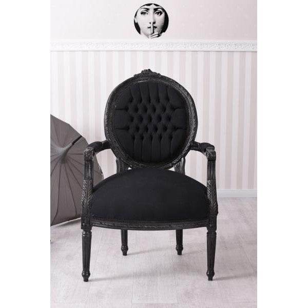 BAROCK SESSEL IM SHABBY CHIC VINTAGE STIL SCHWARZ/DUNKELGRAU