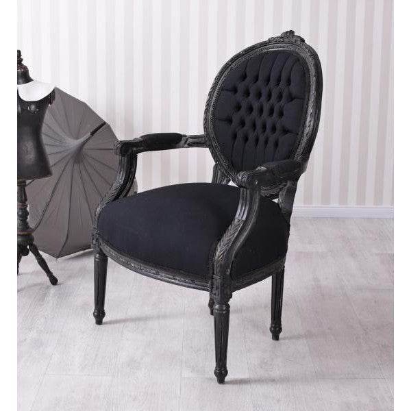BAROCK SESSEL IM SHABBY CHIC VINTAGE STIL SCHWARZ/DUNKELGRAU