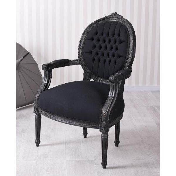 BAROCK SESSEL IM SHABBY CHIC VINTAGE STIL SCHWARZ/DUNKELGRAU