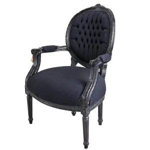 BAROCK SESSEL IM SHABBY CHIC VINTAGE STIL SCHWARZ/DUNKELGRAU